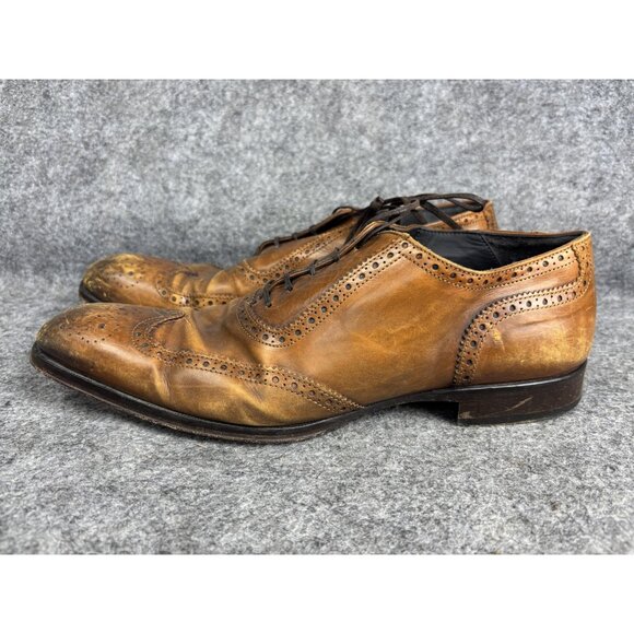 To Boot New York Shoes Mens Size 10 Brown Wingtip Oxford Brogue Made in Italy - Picture 1 of 9